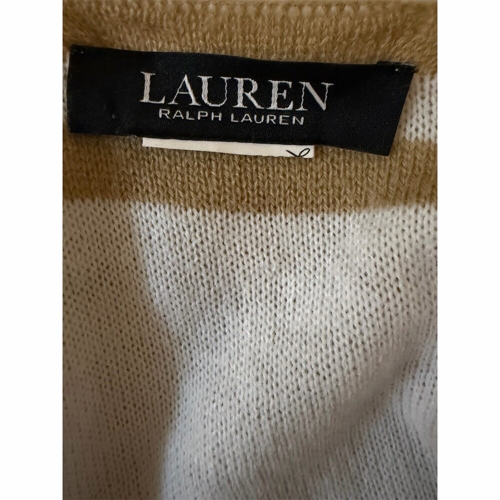 Lauren Ralph Lauren Reversible Ruana Poncho Wrap Womens Camel Tan Ivory - Picture 4 of 4